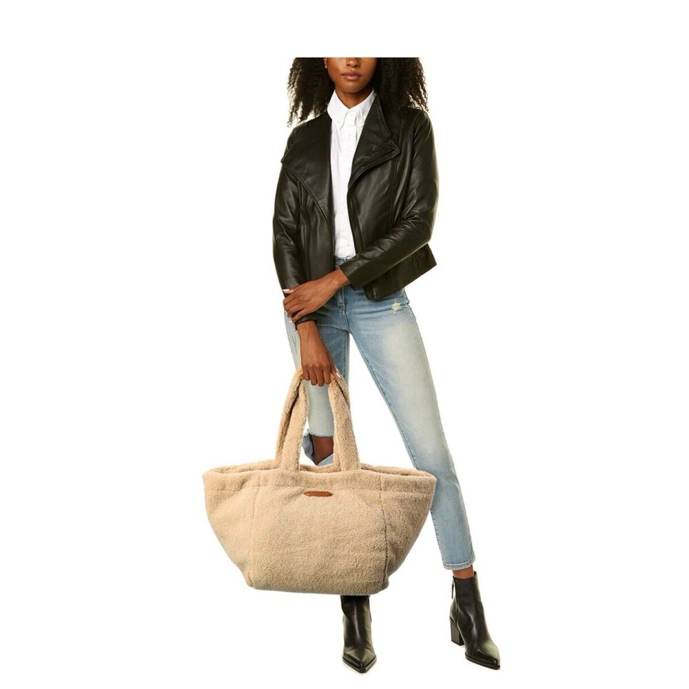 POOLSIDE THE SLOUCHY TEDDY TOTE Cream HTF Sherpa Large Purse‎